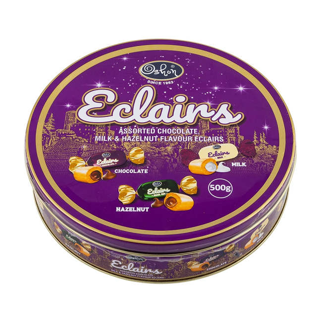 Oshon Assorted Chocolate, Milk & Hazelnut Flavour Eclairs 500g