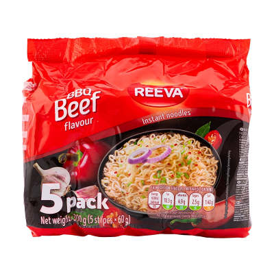 Reeva Instant Noodles BBQ Beef 60g x 5 Pack