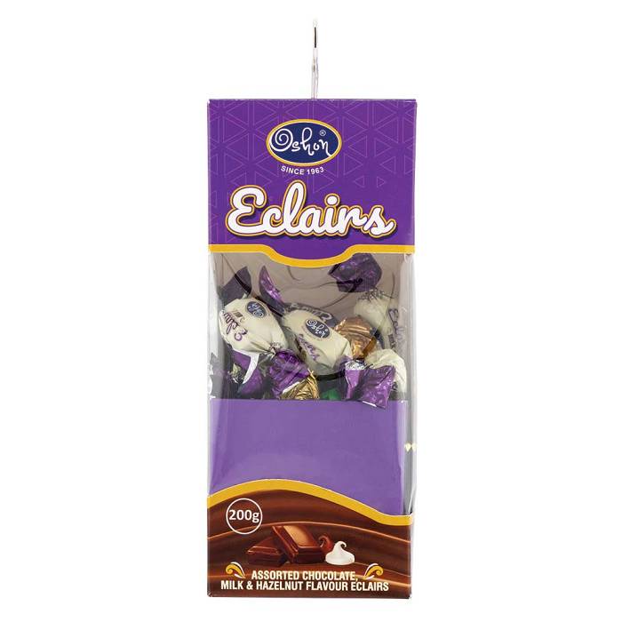 Oshon Assorted Chocolate, Milk & Hazelnut Flavour Eclairs 200g