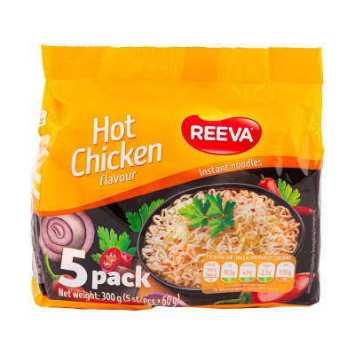 Reeva Instant Noodles Hot Chicken 60g x 5 Pack