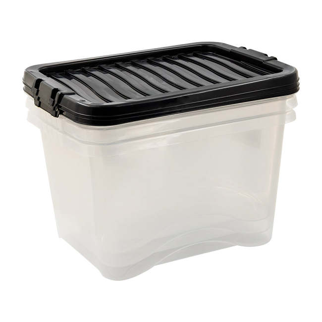 Plastic Storage Boxes with Lids 28 Litres (3 Pack)
