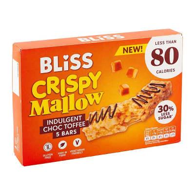 Bliss Crispy Mallow Indulgent Chocolate Toffee Bars 19g x 5 Pack