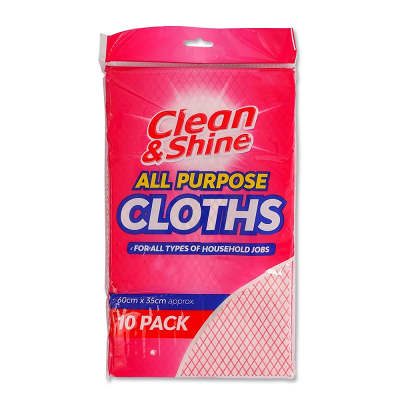Clean & Shine All Purpose Cleaning Cloths Pink 10 Pack