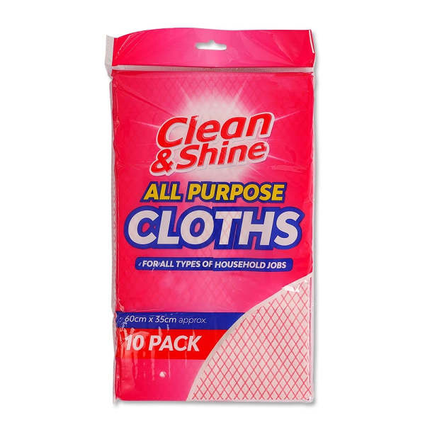 Clean & Shine All Purpose Cleaning Cloths Pink 10 Pack