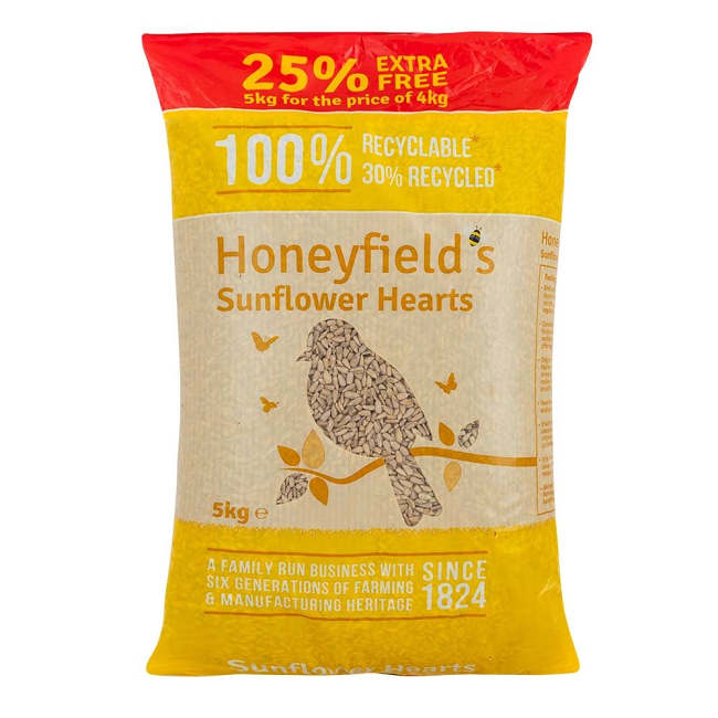 Honeyfield'S Sunflower Hearts Wild Bird Feed 4Kg + 25% Free