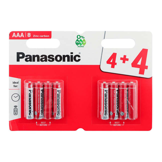 Panasonic Zinc Carbon AAA Batteries 8 Pack