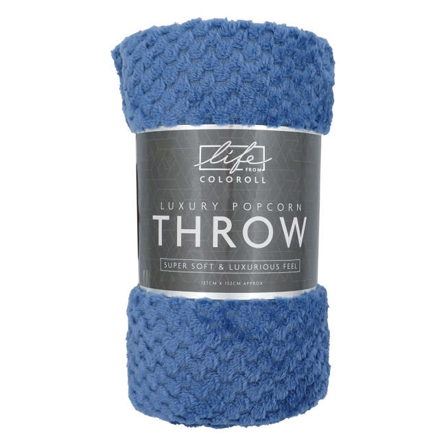 Luxury Popcorn Throw Light Blue 130 x 150cm