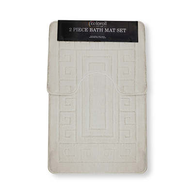 2 Piece Non-Slip Bath Mat Set Cream