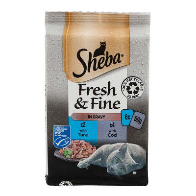 Sheba Fresh & Fine Fish Selection In Gravy Wet Cat Food Pouches 50g x 6 Pack