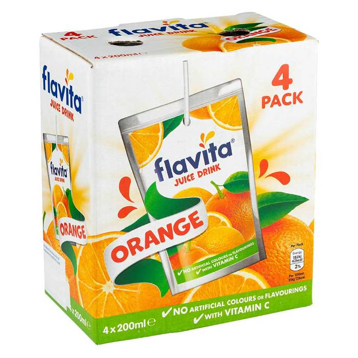Flavita Orange Juice Drink 4 x 200ml