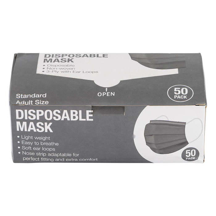 Grey Disposable Face Masks 50 Pack