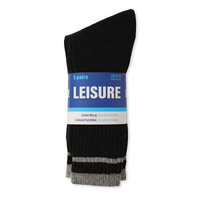 Men's Leisure Socks UK 6 - 11 (5 Pairs)