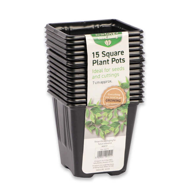 15 Black Square Plant Pots