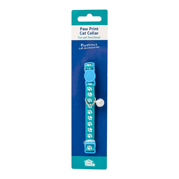 Pet Hut Paw Print Cat Collar Light Blue