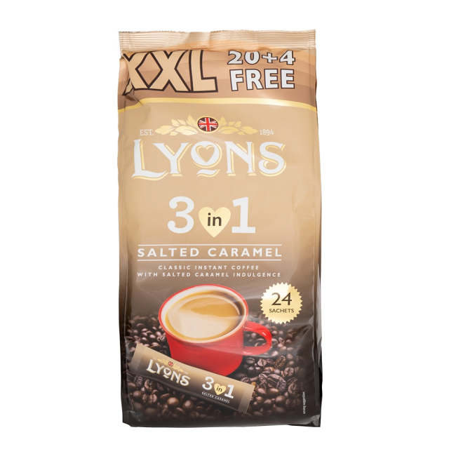Lyons Instant 3 in 1 Salted Caramel Coffee Sachets 18g x 24 Pack