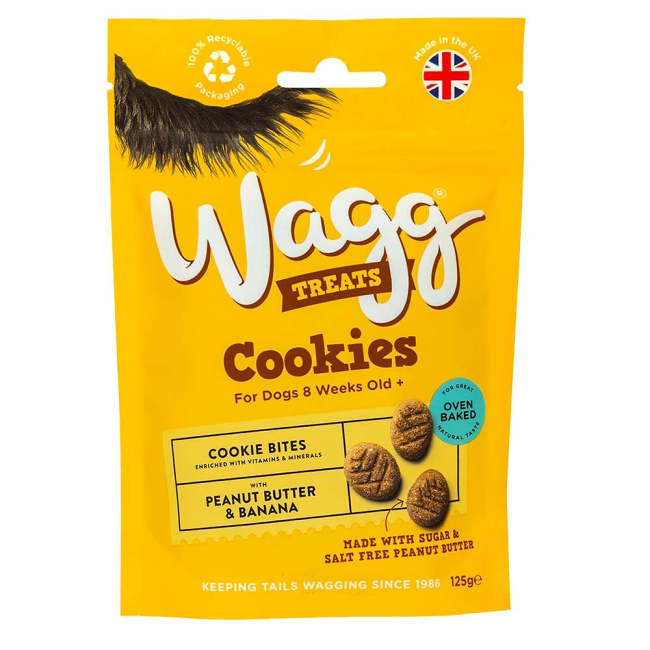 Wagg 8 Week Plus Dog Treats Cookies With Peanut & Banana Treats 125g