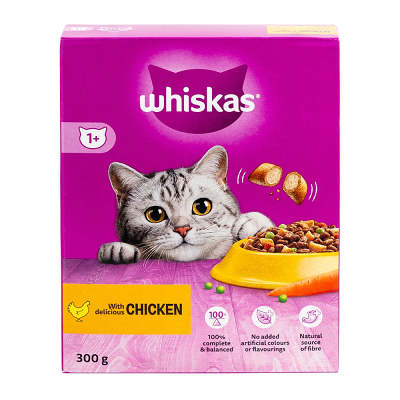 Whiskas 1+ Chicken Dry Adult Cat Food 300g