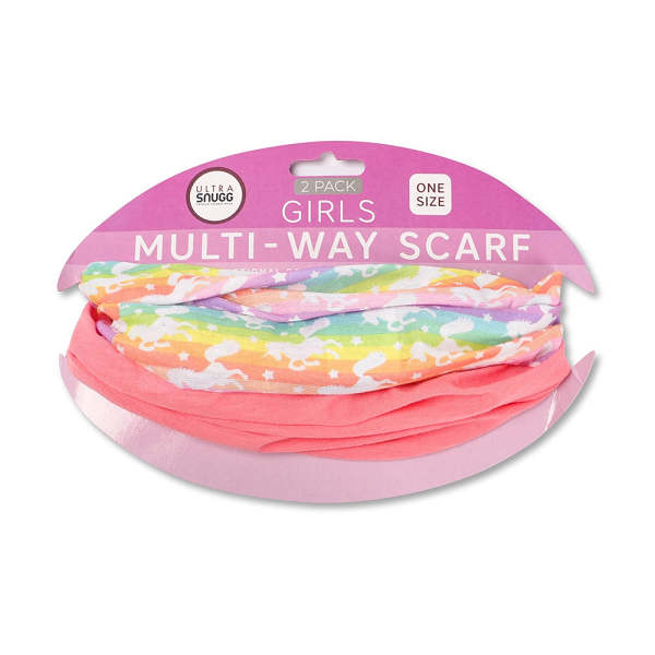 Girls Unicorn Multi-Way Scarf 2 Pack