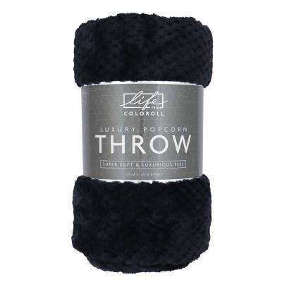 Luxury Popcorn Throw Black 130 X 150cm