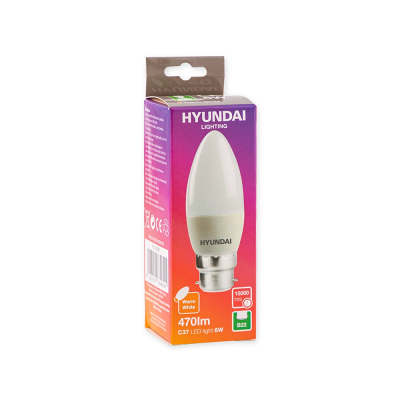 Hyundai Energy Saving LED Lightbulb Single 6W B22 C37 Warm White