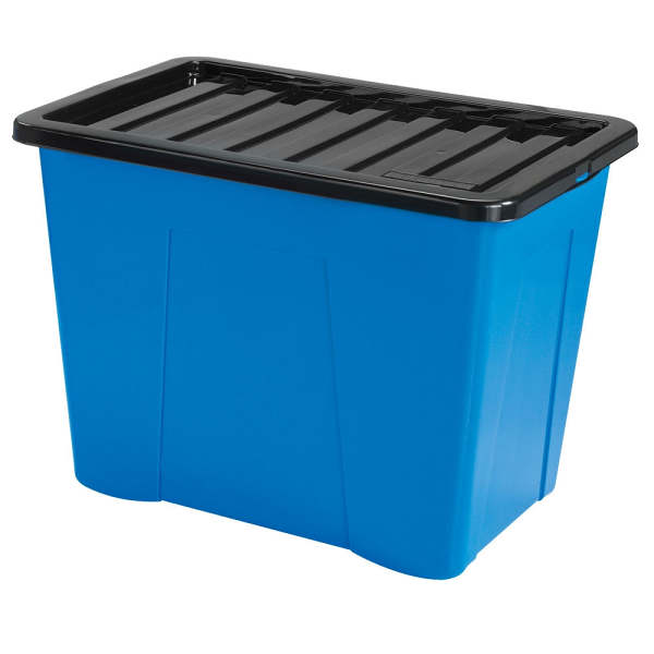 Plastic Storage Box with Lid 80 Litres Blue