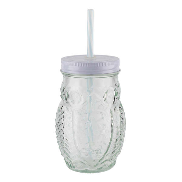 Owl Mason Jar White