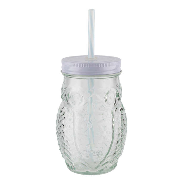 Owl Mason Jar White