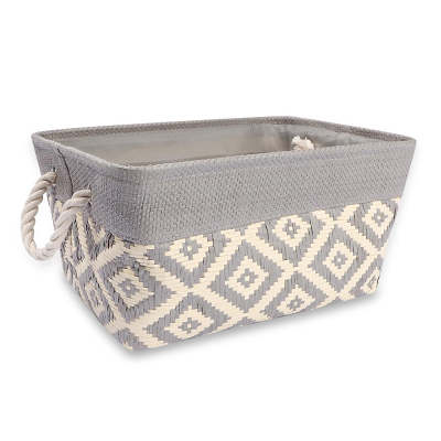 Woven Diamond Pattern Basket Grey