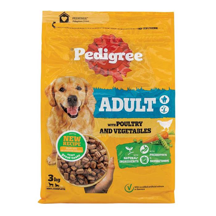Pedigree Adult Dry Dog Food With Poultry And Vegetables 3 Kg