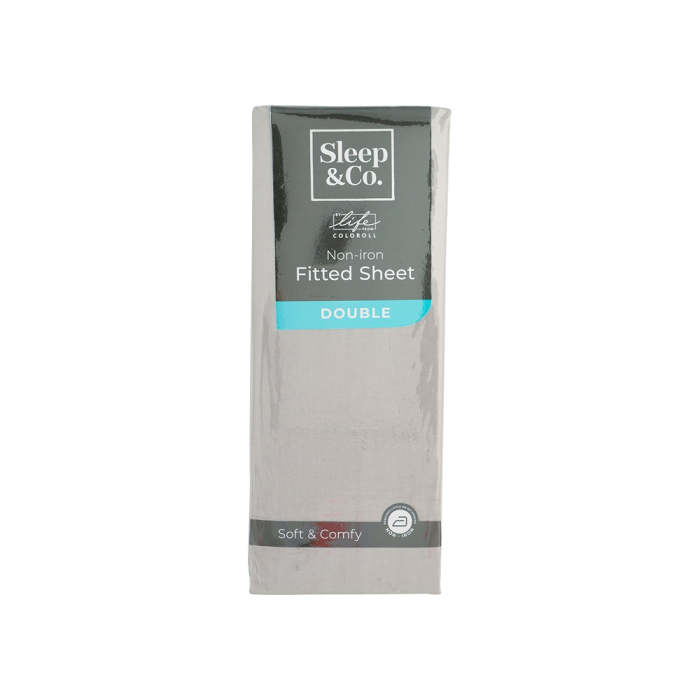 Sleep & Co Non-Iron Fitted Sheet Silver