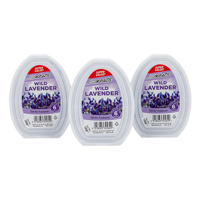 Solid Gel Air Freshener Wild Lavender 150g x 3 Pack