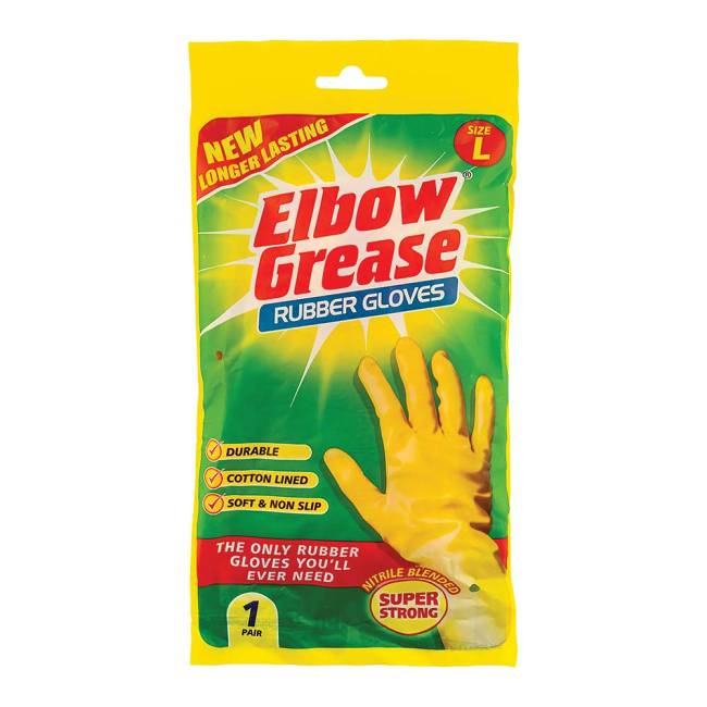 Elbow Grease Super Strong Household Cleaning Rubber Gloves Large
