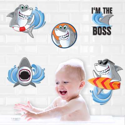 3D Bathroom Stickers Shark