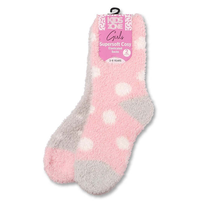 Girls Supersoft Cosy Socks Age 3 to 8 Years 2 Pack