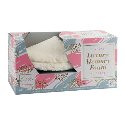 Women's White Luxury Memory Foam Slippers Size 3-5