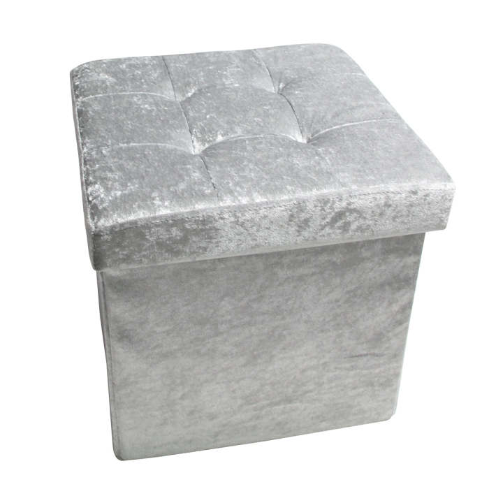 Velvet Fabric Storage Box With Padded Lid