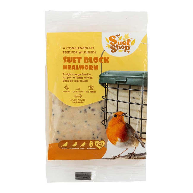 Suet Shop Wild Bird Feed Suet Block Mealworm Flavour 300g