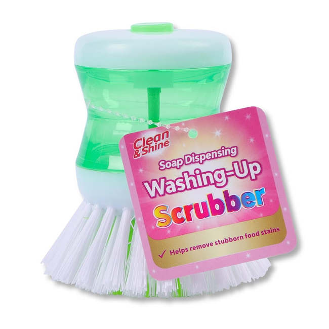 Clean & Shine Soap Dispensing Washing-Up Scrubber
