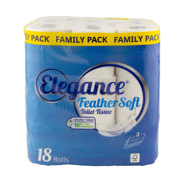 Elegance Feather Soft Toilet Tissue 3 Ply 18 Pack