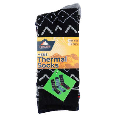Trekkers Men's Thermal Socks Size 6 -11 (3 Pack)