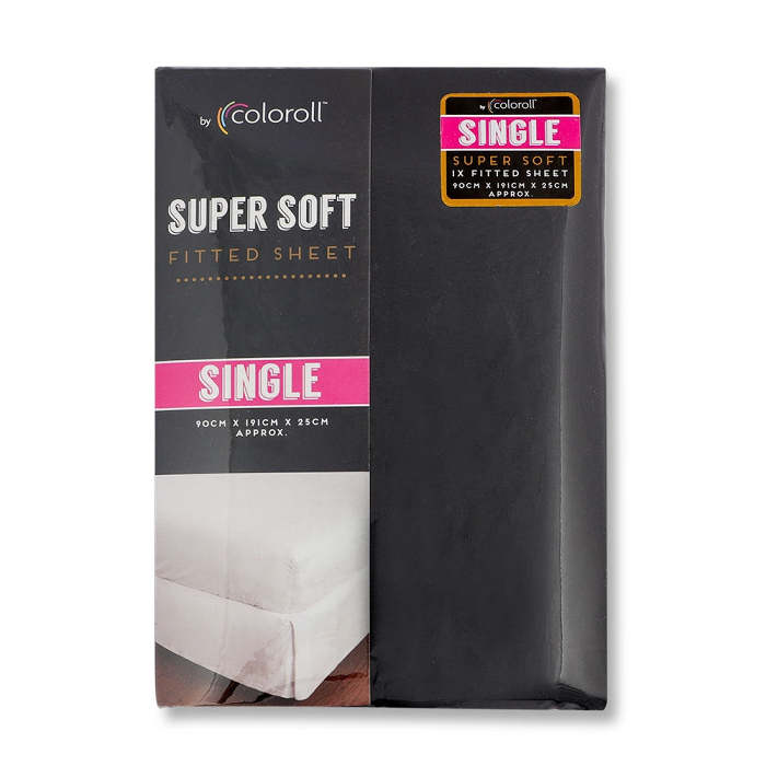 Coloroll Super Soft Fitted Sheet Black