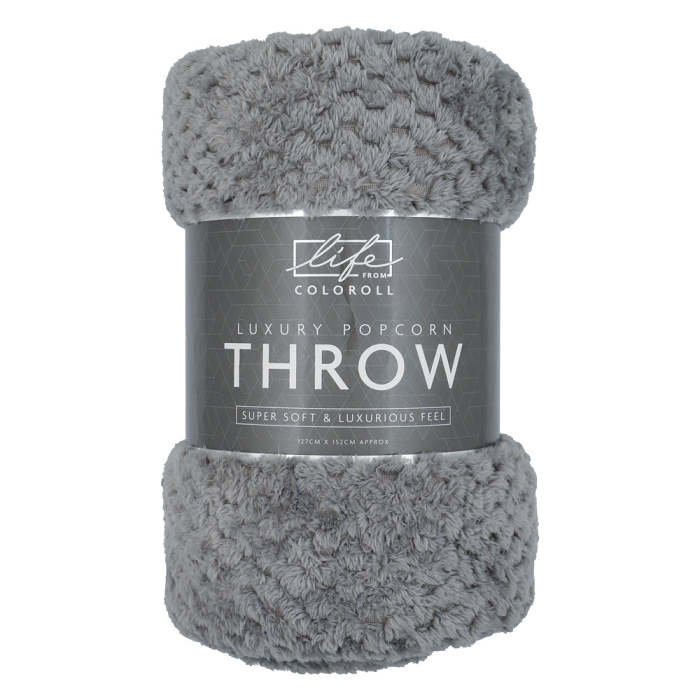 Luxury Popcorn Throw Grey 130 x 150cm