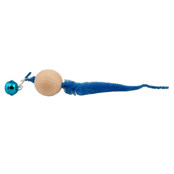 Bell Catnip Toy With Feather Tail Blue