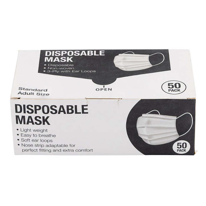 White Disposable Face Masks 50 Pack