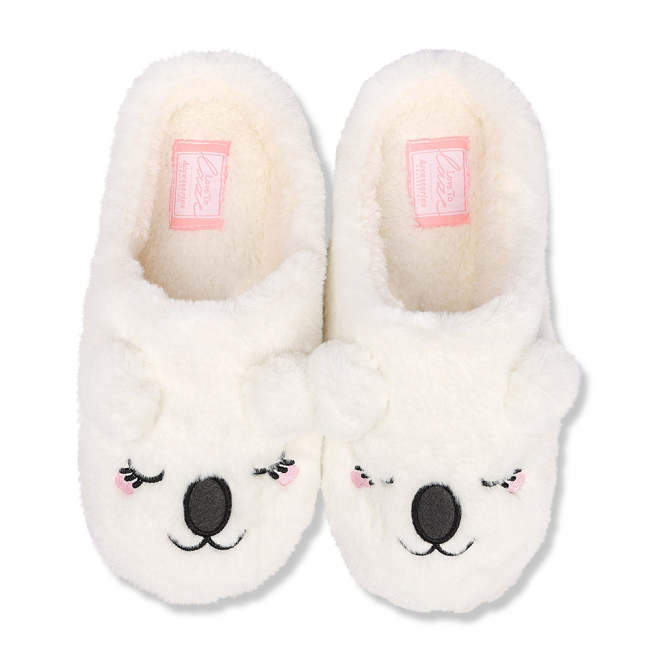 Ladies White Fleeced Cosy Slippers