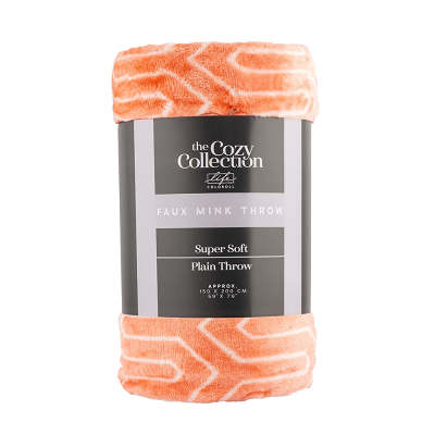 Super Soft Faux Mink Throw Peach 150 x 200cm