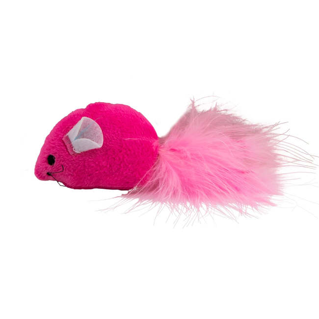 Fluffy Mouse Cat Toy Pink & Blue