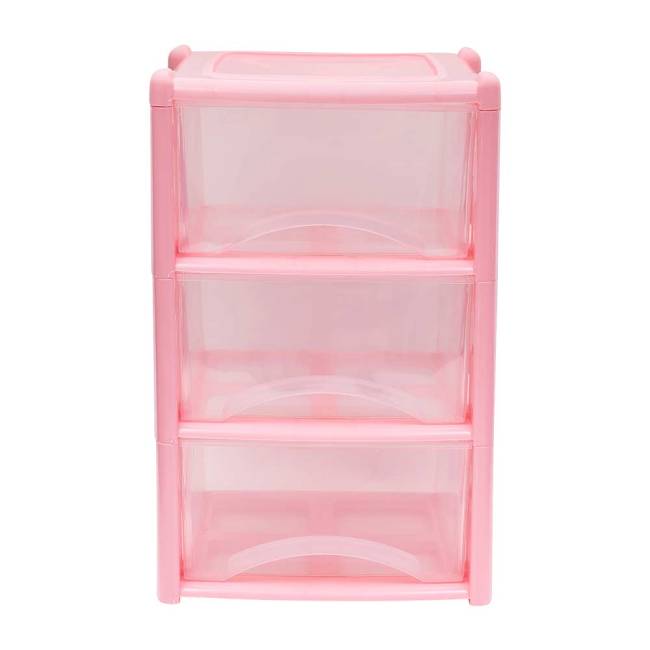 3 Drawer Plastic Storage Tower Pink
