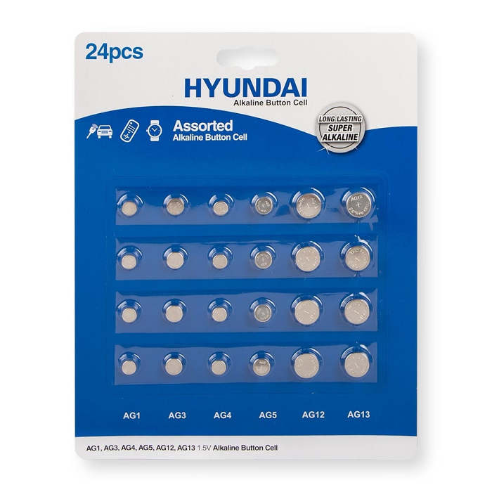 Hyundai Assorted Alkaline Button Cell 24 Pack