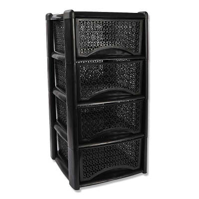 4 Drawer Patterned Plastic Storage Tower